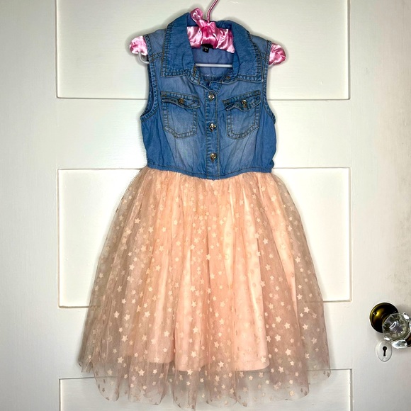 Zunie Dresses | Denim and Tulle Dress | Color: Blue/Pink | Size: 5G | Violets_Picks's Closet